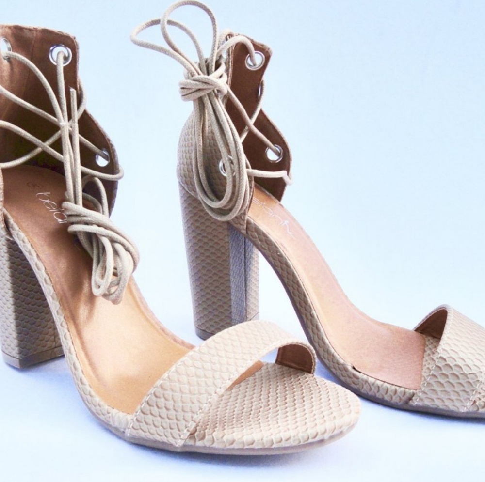 Nude Lace-ups Heels